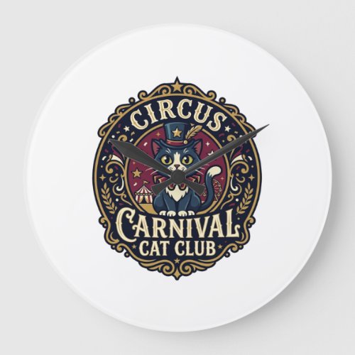 Circus Carnival Cat Cat Dad Gift Idea - Circus Car Large Clock
