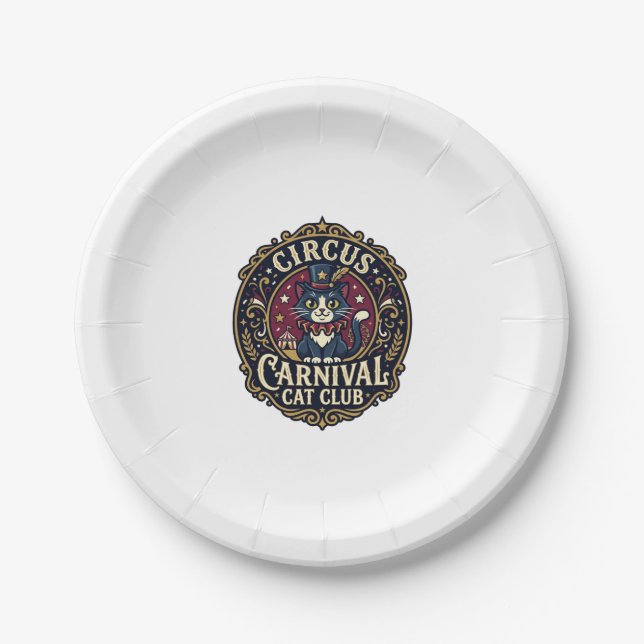 Circus Carnival Cat Cat Dad Gift Idea - Circus Car Paper Plates (Front)