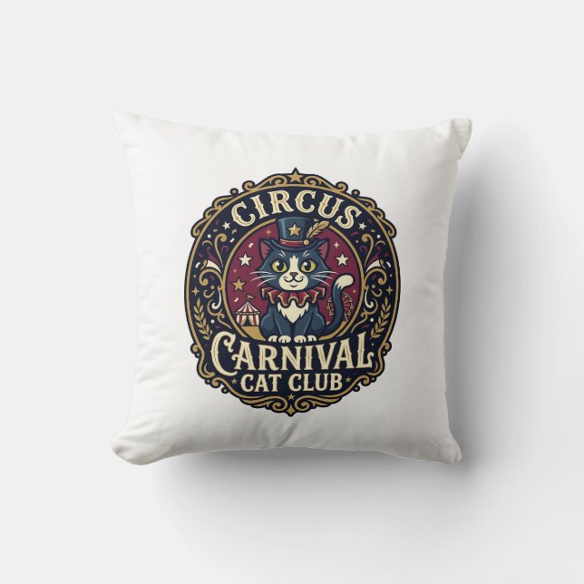 Circus Carnival Cat Cat Dad Gift Idea - Circus Car Throw Pillow (Front)
