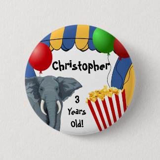 Circus Carnival Custom Birthday Pinback Button