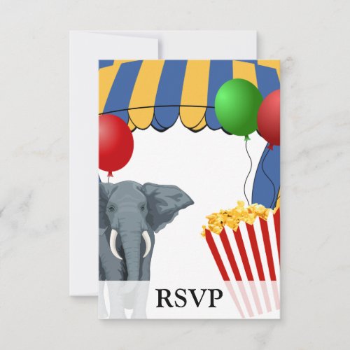 Circus Carnival Custom Birthday RSVP Card