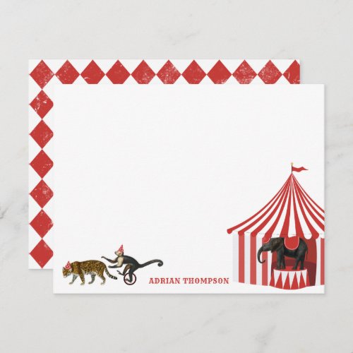 Circus Carnival Festival Animals Big Top Kids Note Card