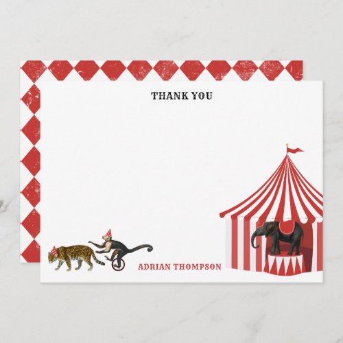 Circus Carnival Festival Animals Big Top Kids Thank You Card