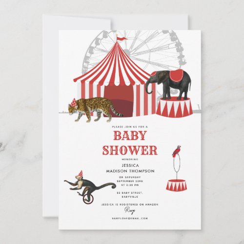 Circus Carnival Festival Theme Big Top Baby Shower Invitation