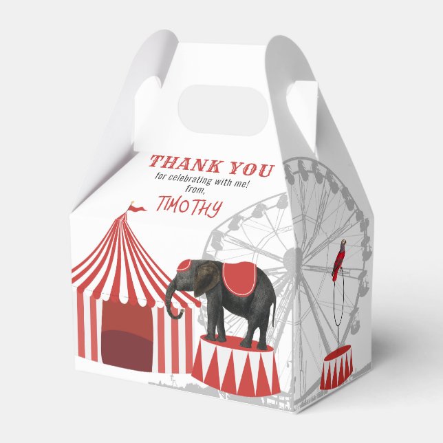 Circus Carnival Festival Theme Big Top Birthday Favor Boxes (Front Side)