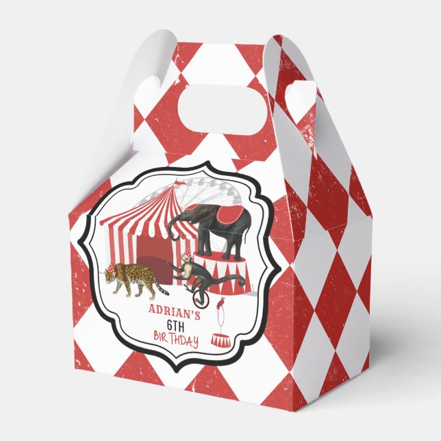 Circus Carnival Festival Theme Big Top Birthday Favor Boxes (Front Side)