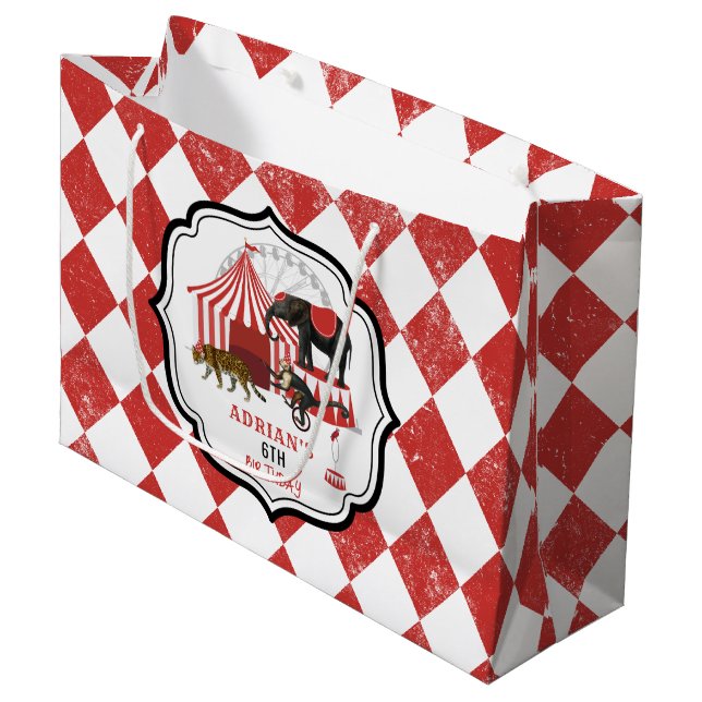 Circus Carnival Festival Theme Big Top Birthday Large Gift Bag (Front Angled)