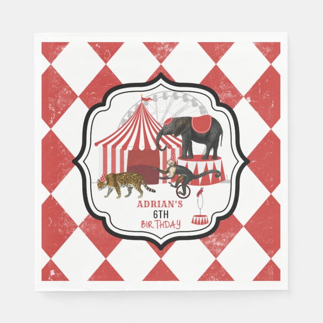 Circus Carnival Festival Theme Big Top Birthday Napkins (Front)