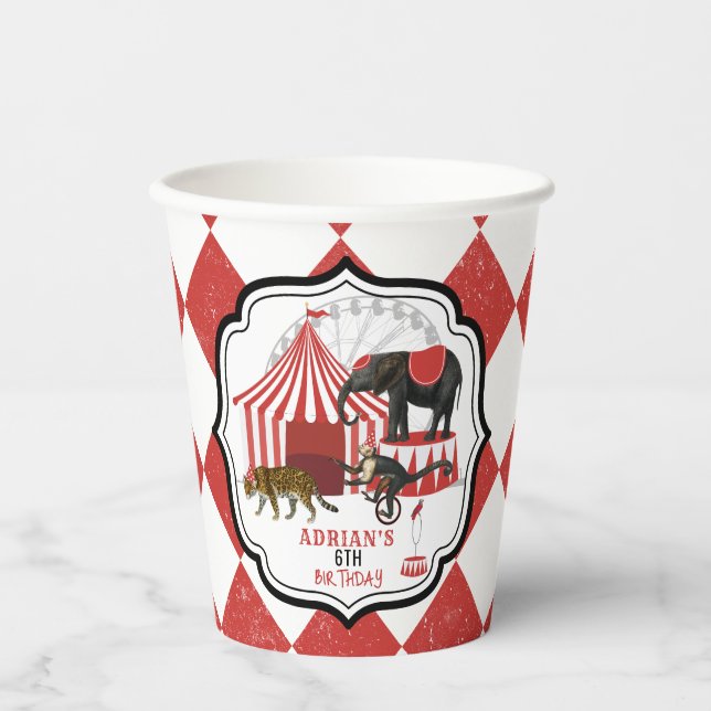 Circus Carnival Festival Theme Big Top Birthday Paper Cups (Front)