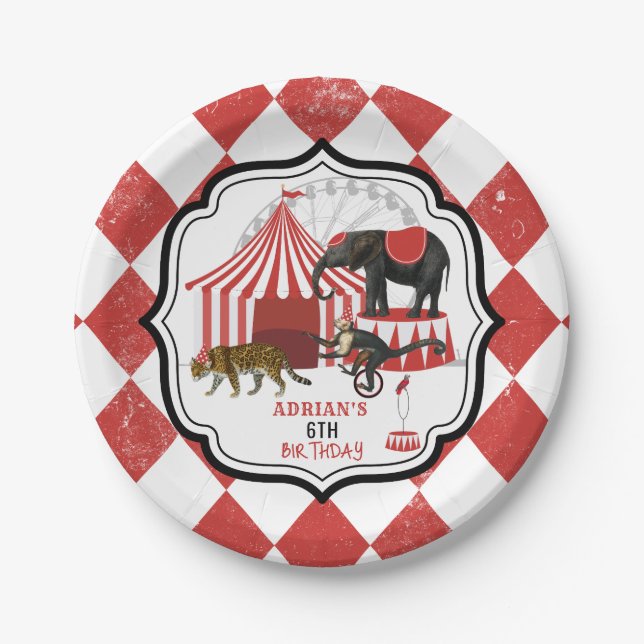 Circus Carnival Festival Theme Big Top Birthday Paper Plates (Front)