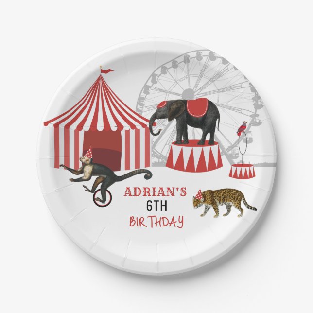 Circus Carnival Festival Theme Big Top Birthday Paper Plates (Front)