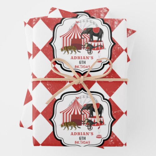 Circus Carnival Festival Theme Big Top Birthday Wrapping Paper Sheets