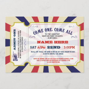Circus Carnival Gender Reveal Baby Shower Invite