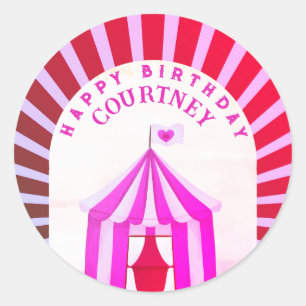 Circus Carnival Girls Birthday Classic Round Sticker