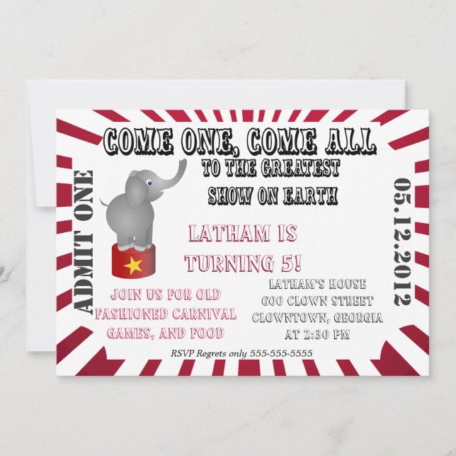 Circus/Carnival Invitation (Front)