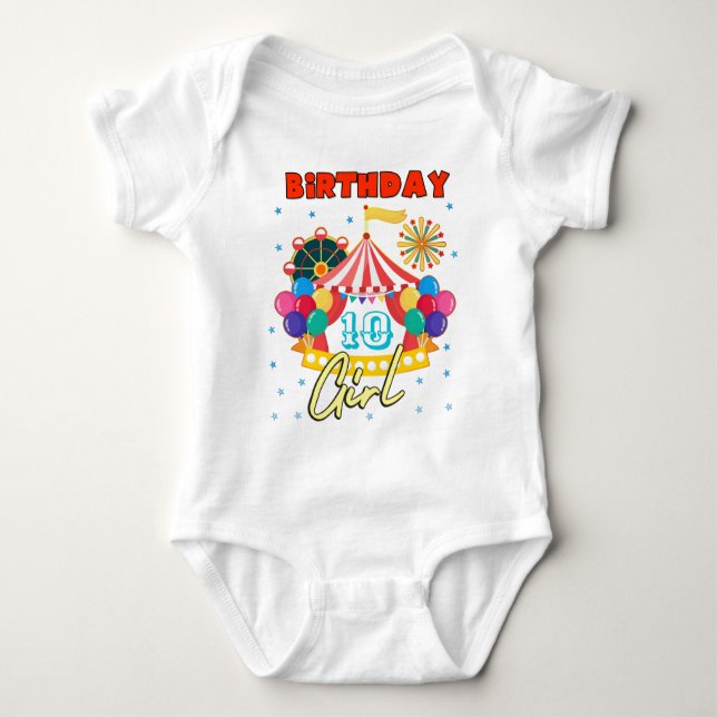 Circus Carnival Party Girl Theme Custom Baby Bodysuit (Front)