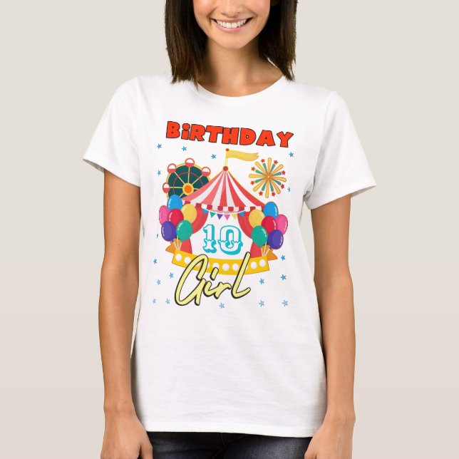 Circus Carnival Party Girl Theme Custom T-Shirt (Front)