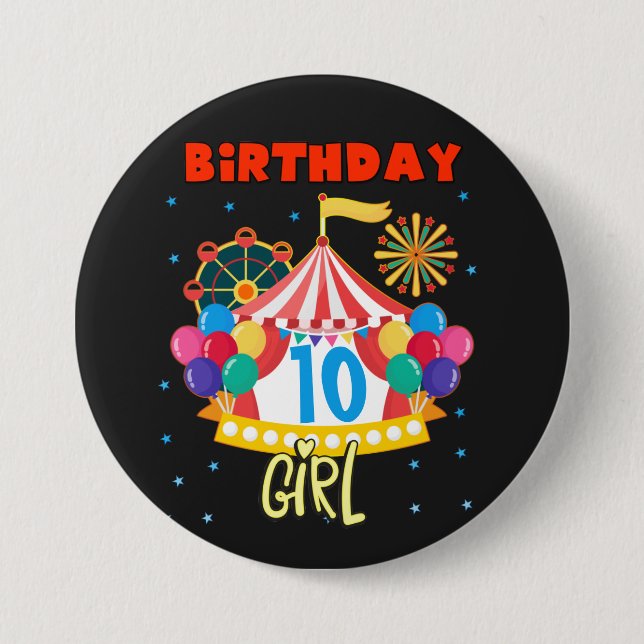 Circus Carnival Party Girl Theme Matching  Button (Front)