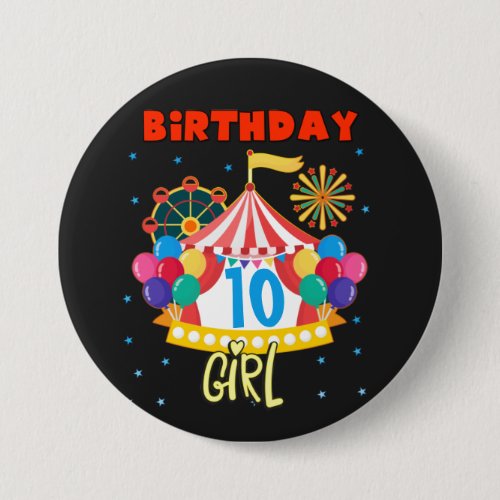 Circus Carnival Party Girl Theme Matching  Button