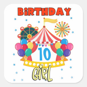 Circus Carnival Party Girl Theme  Square Sticker