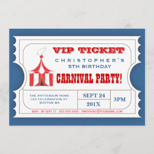 Circus Carnival Party Ticket Admission Invitation