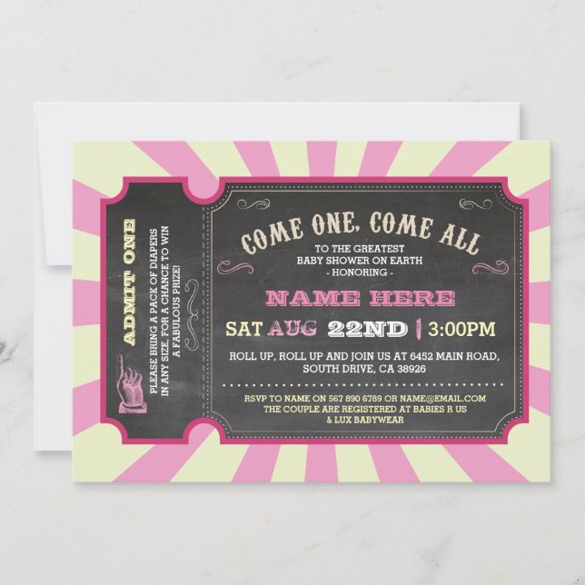Circus Carnival Pink Girl Baby Shower Invitation (Front)