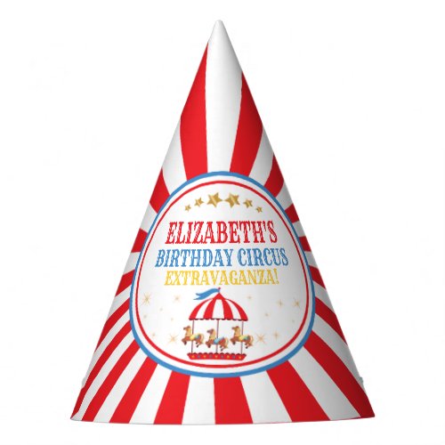 Circus Carnival Red and Blue Birthday Hat