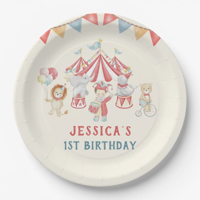 Circus Carnival Show Birthday Party Paper Plates (Front)