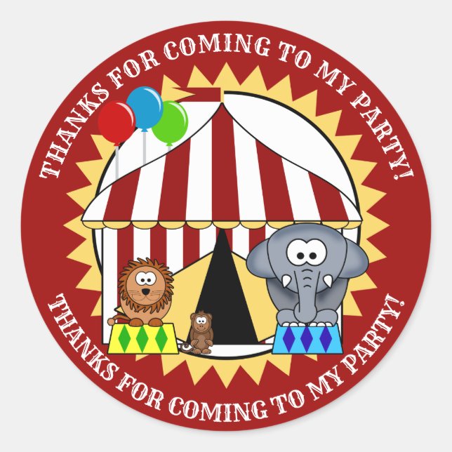Circus Carnival Thank You Sticker (Front)