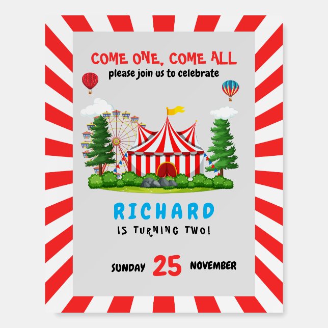 Circus Carnival Theme Birthday Party Foam Board (Front)