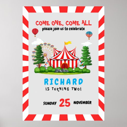 Circus Carnival Theme Birthday Party Poster