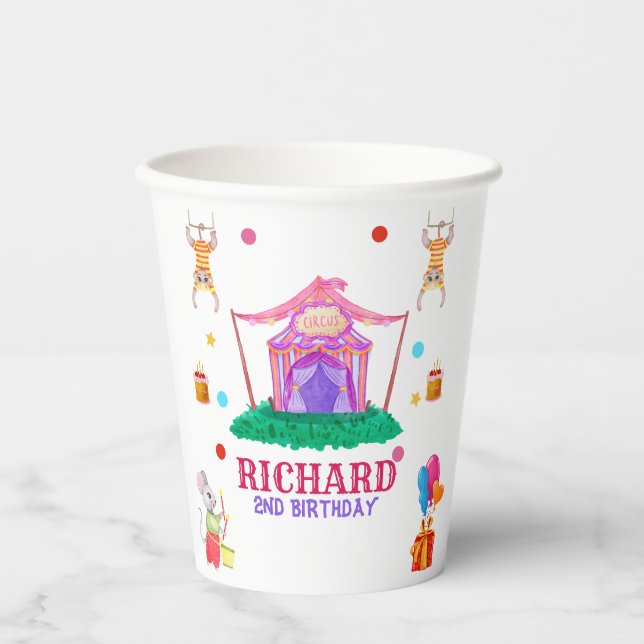 Circus Carnival Theme Colorful Birthday Party Paper Cups (Front)