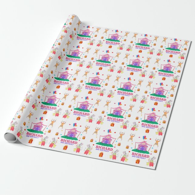 Circus Carnival Theme Colorful Birthday Party Wrapping Paper (Unrolled)