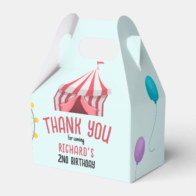 Circus Carnival Theme Kid's Birthday Party Favor Boxes (Front Side)