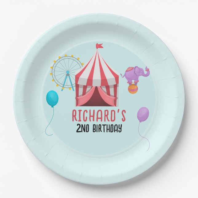 Circus Carnival Theme Kid's Birthday Party Paper Plates (Front)