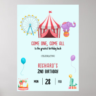 Circus Carnival Theme Kid's Birthday Party Poster
