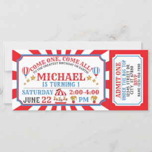 Circus Carnival Ticket Birthday Invitation
