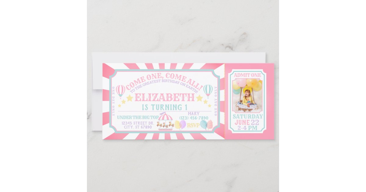 Carnival Ticket Birthday Invitation