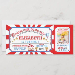 Circus Carnival Ticket Birthday Invitation
