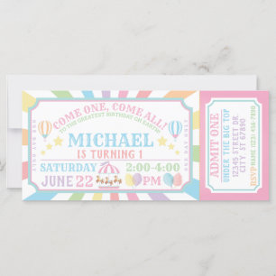 Circus Carnival Ticket Birthday Invitation