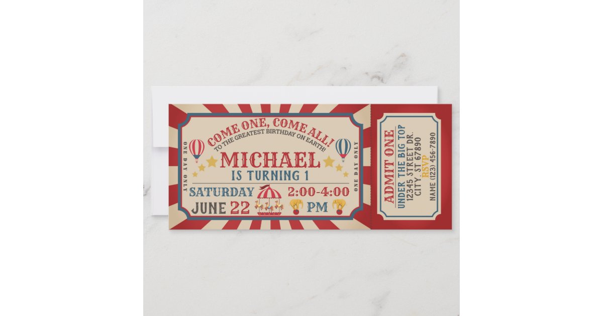 Carnival Ticket Birthday Invitation