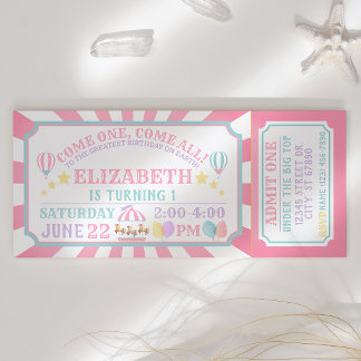 Circus Carnival Ticket Birthday Invitation