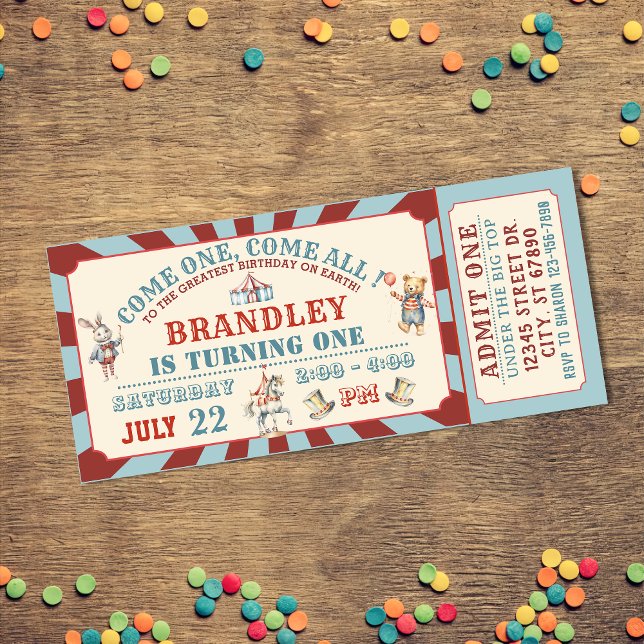 Circus Carnival Ticket Birthday Invitation (Creator Uploaded)