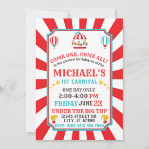 Circus Carnival Ticket Birthday Invitation