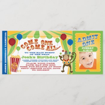 Circus Carnival Ticket Invites by BarbaraNeelyDesigns at Zazzle