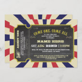 Circus Carnival Ticket Red Blue Baby Shower Invite (Front/Back)