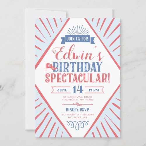 Circus Carnival Typographic Birthday Spectacular Invitation