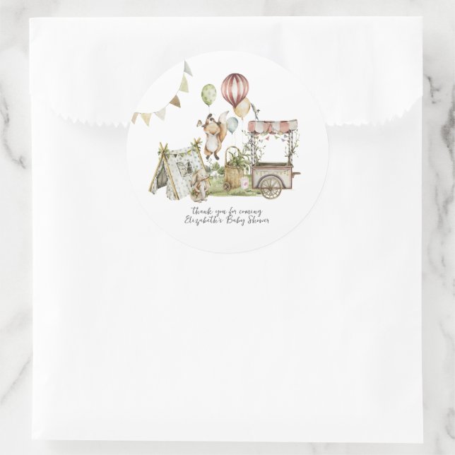 Circus Carnival | Woodland Forest Baby Shower Classic Round Sticker (Bag)