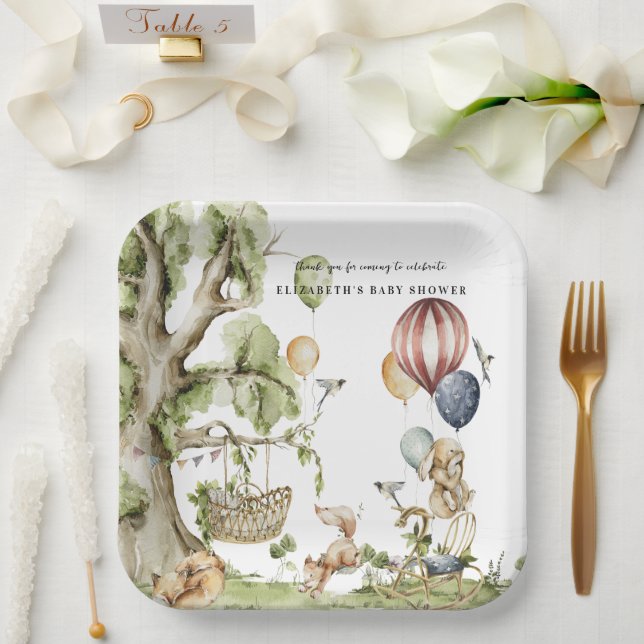 Circus Carnival | Woodland Forest Baby Shower Paper Plates (Wedding)