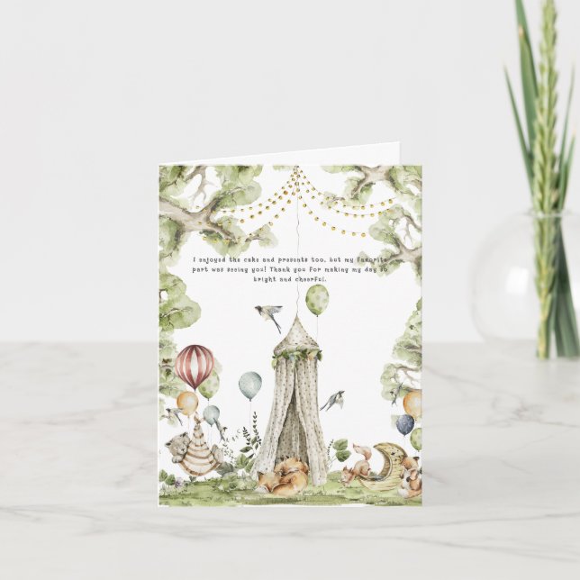 Circus Carnival | Woodland Forest Photo Thank You Card (Front)